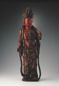 Stående figur av Guanyin, Songdynastin (960-1279) (polykromt trä) (se 208019)